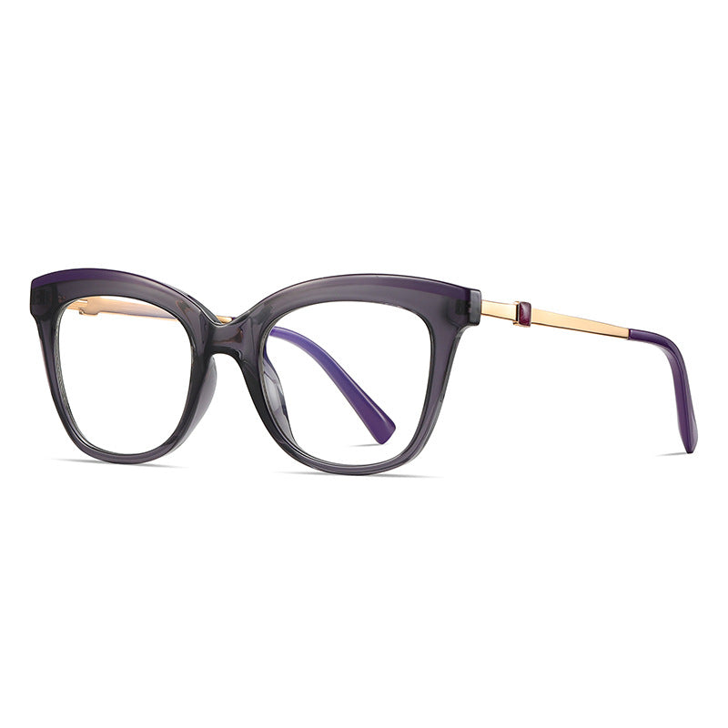 Two-Tone Brow Butterfly Blue Light Blocking Glasses in Charcoal Grey & Plum Brow