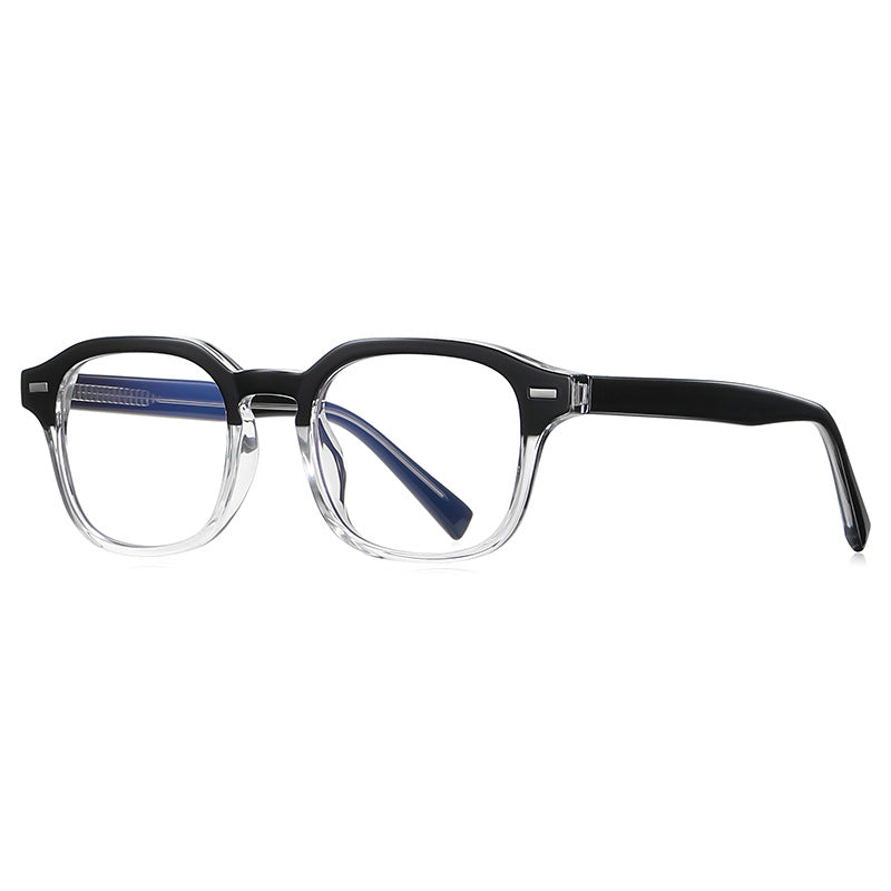 Bar Rivet Square Blue Light Blocking Glasses in Two-Tone Black & Clear