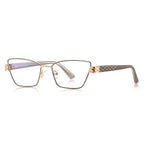 Vintage Metal Cat Eye Blue Light Blocking Glasses in Bronze &amp; Mocha Brown