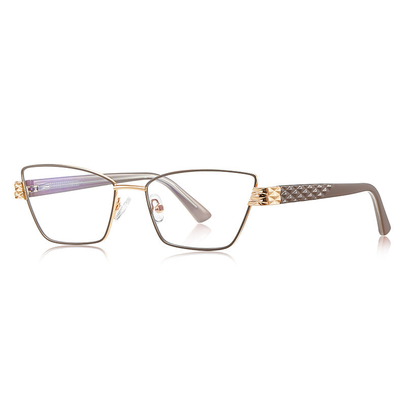 Vintage Metal Cat Eye Blue Light Blocking Glasses in Bronze &amp; Mocha Brown