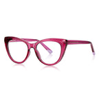 Contrast Tip Cat Eye Blue Light Blocking Glasses in Berry Red with Lavender Tips