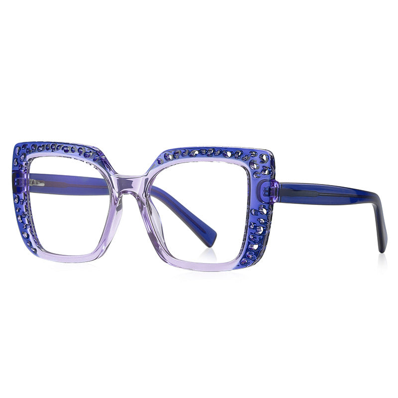 Perforated Square Blue Light Blocking Glasses in Purple Violet