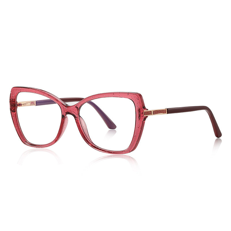 Glitter Bar Butterfly Blue Light Blocking Glasses in Sparkling Crimson Red