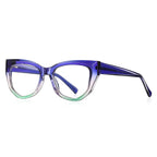Prism Cat Eye Blue Light Blocking Glasses in Royal Blue to Seafoam Green Ombre