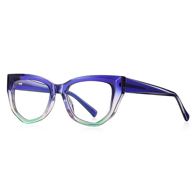 Prism Cat Eye Blue Light Blocking Glasses in Royal Blue to Seafoam Green Ombre