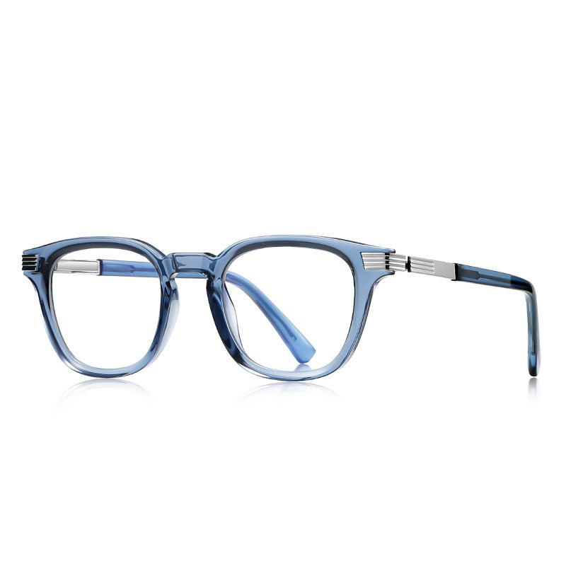 LENSVA Stepped Accent Keyhole Square Blue Light Glasses in Slate Blue