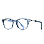LENSVA Stepped Accent Keyhole Square Blue Light Glasses in Slate Blue
