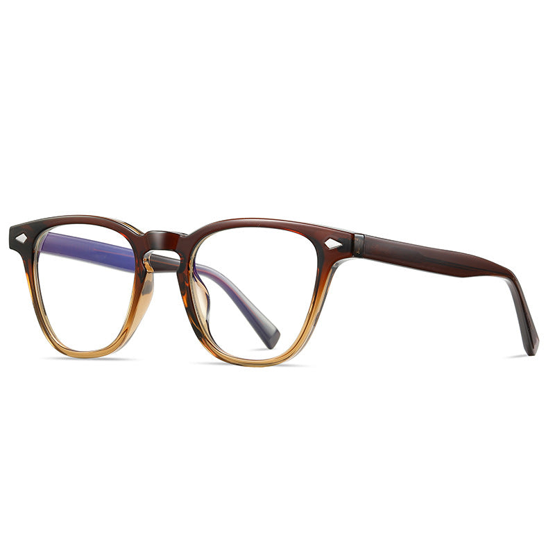 Classic Keyhole Round Blue Light Blocking Glasses in Brown to Amber Gradient
