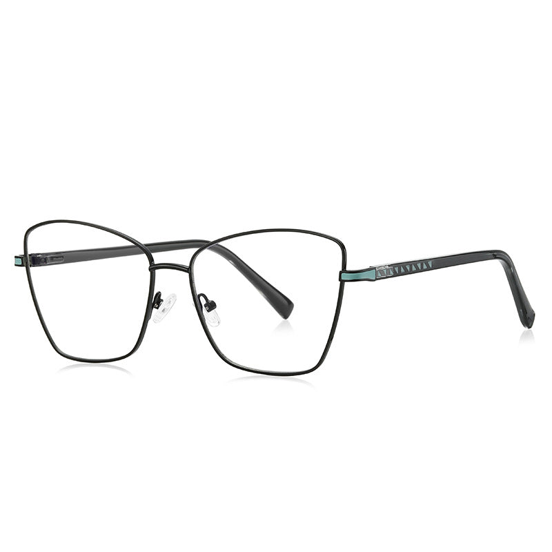 Fretwork Temple Butterfly Spring Hinge Blue Light Blocking Glasses in Solid Matte Black