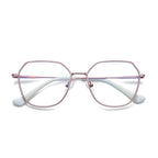 Enamel Rim Octagon Metal Blue Light Blocking Glasses in Silver & White