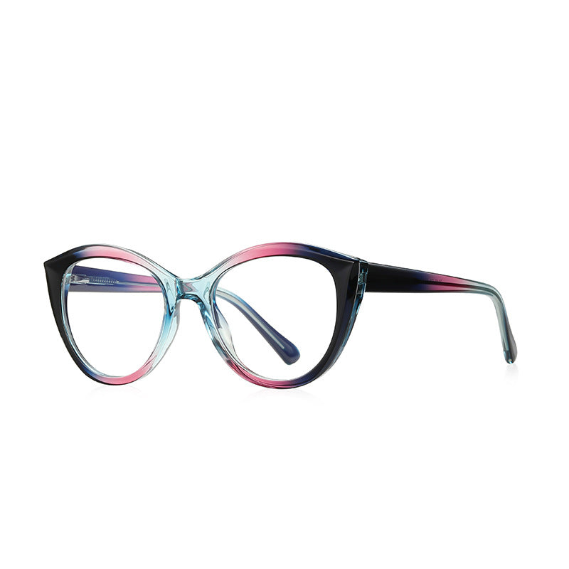 Round Cat Eye Blue Light Blocking Glasses in Midnight to Pink Gradient