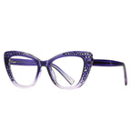 Lattice Butterfly Cat Eye Blue Light Blocking Glasses in Violet Purple Gradient