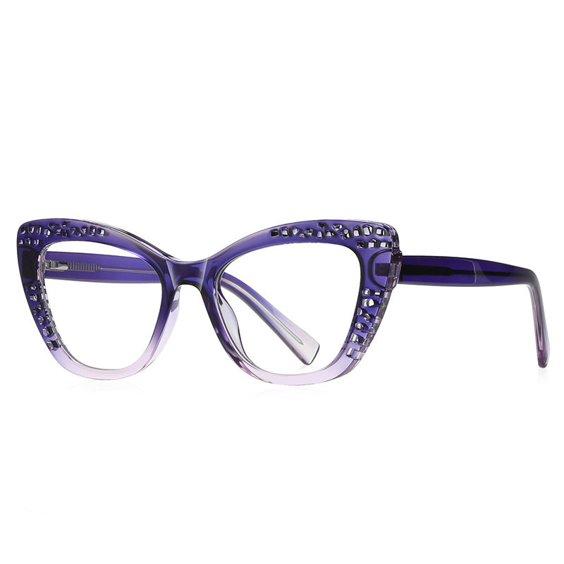 Lattice Butterfly Cat Eye Blue Light Blocking Glasses in Violet Purple Gradient
