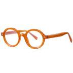 Thick Round Blue Light Blocking Glasses in Honey Amber