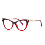 Wave Temple Cat Eye Blue Light Blocking Glasses in Red Tortoiseshell