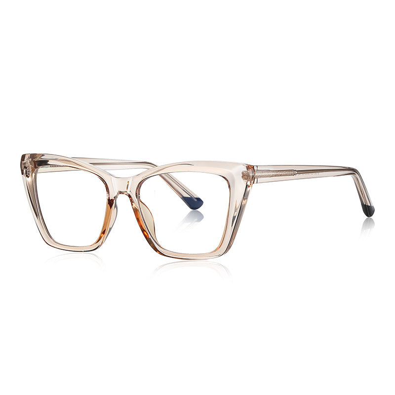 Dipped Tip Butterfly Blue Light Blocking Glasses in Champagne Nude & Navy