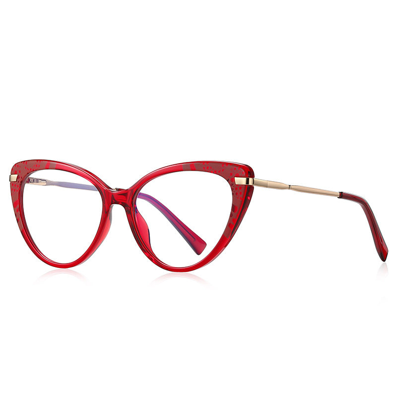 Lace Brow Cat Eye Blue Light Blocking Glasses in Crimson Red