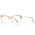 Gradient Metal Bridge Cat Eye Blue Light Blocking Glasses in Glossy Solid Black