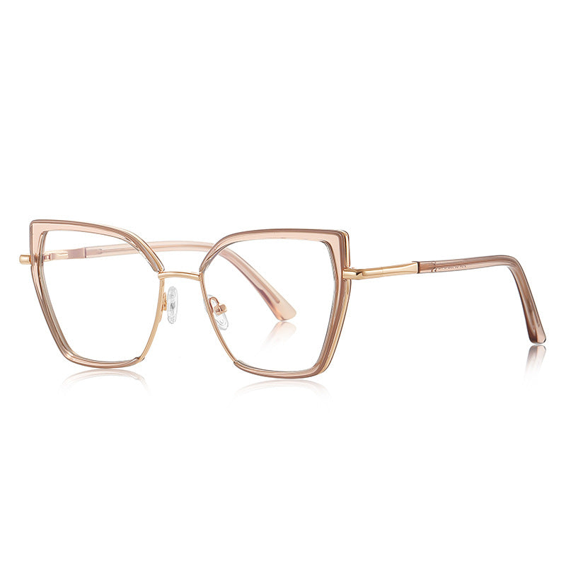Windsor Rim Cat Eye Blue Light Blocking Glasses in Rose Gold & Blush Pink