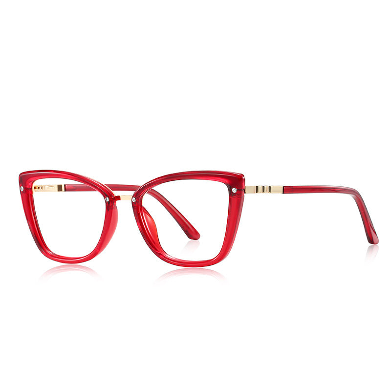 Gold Arch Bridge Cat Eye Blue Light Blocking Glasses in Crimson Red