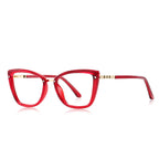 Gold Arch Bridge Cat Eye Blue Light Blocking Glasses in Crimson Red