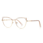Brow Cap Metal Cat Eye Blue Light Blocking Glasses in Light Gold and Champagne Nude