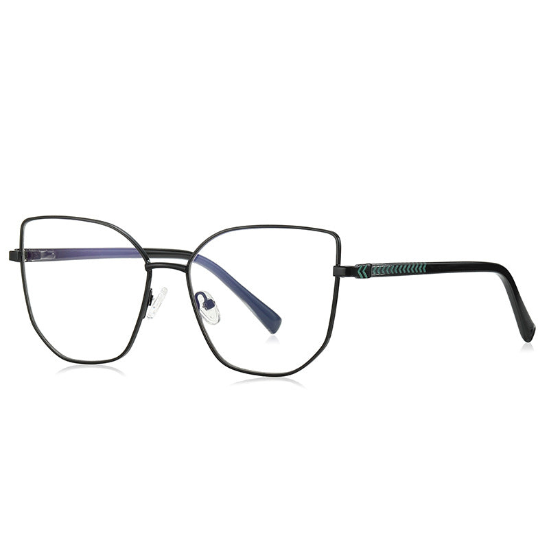 Braided Temple Butterfly Blue Light Blocking Glasses in Matte Black with Green Accents
