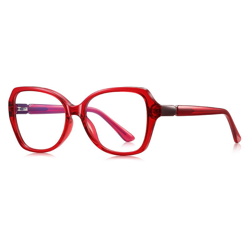 Barrel Hinge Butterfly Blue Light Blocking Glasses in Translucent Ruby Red with Burgundy Barrel Hinge