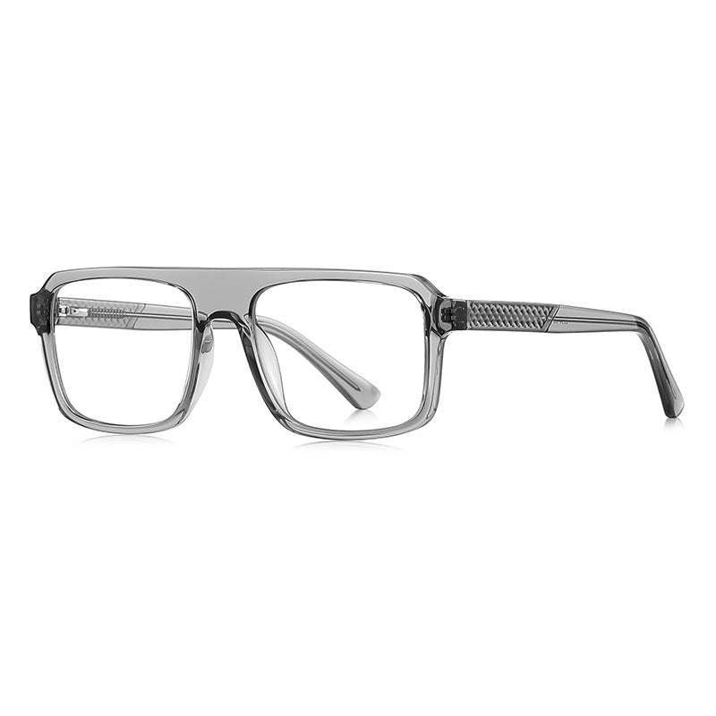 Crosshatch Temple Navigator Blue Light Blocking Glasses in Translucent Smoke Grey