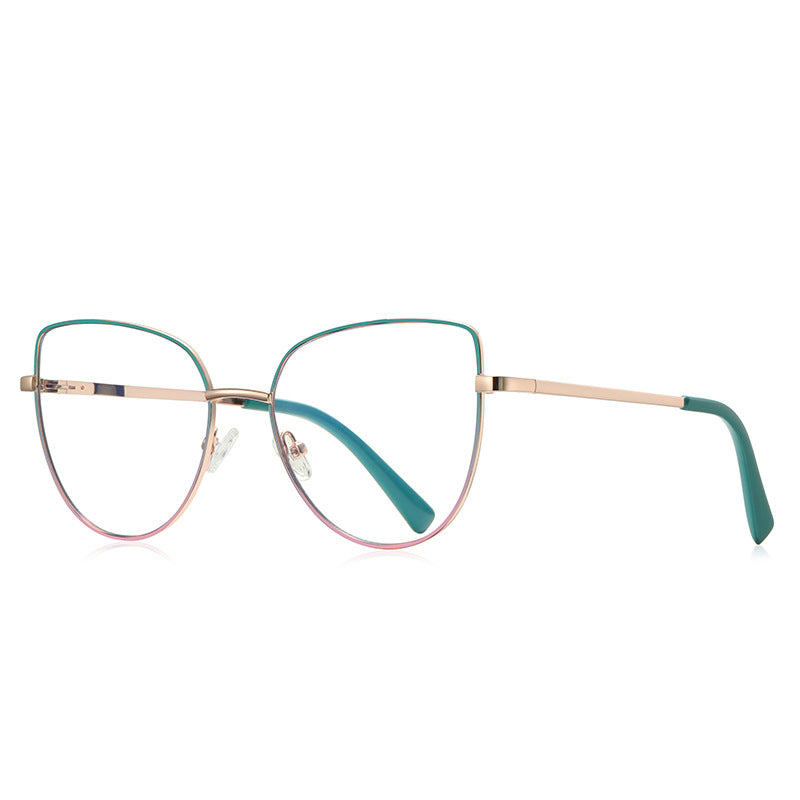 Enamel Edge Butterfly Blue Light Blocking Glasses in Gold & Emerald Teal Enamel