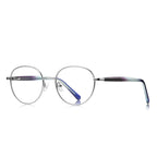 Filigree Metal Round Blue Light Blocking Glasses in Silver with Blue Gradient Temples