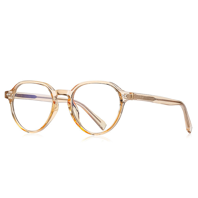 Crown Panto Blue Light Blocking Glasses in Honey Champagne