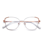 Twisted Rope Brow Butterfly Blue Light Blocking Glasses in White with Rose Gold Rope Brow