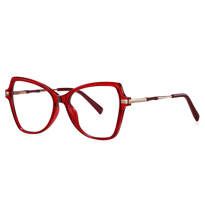 Double Bridge Butterfly Blue Light Blocking Glasses in Translucent Ruby Red