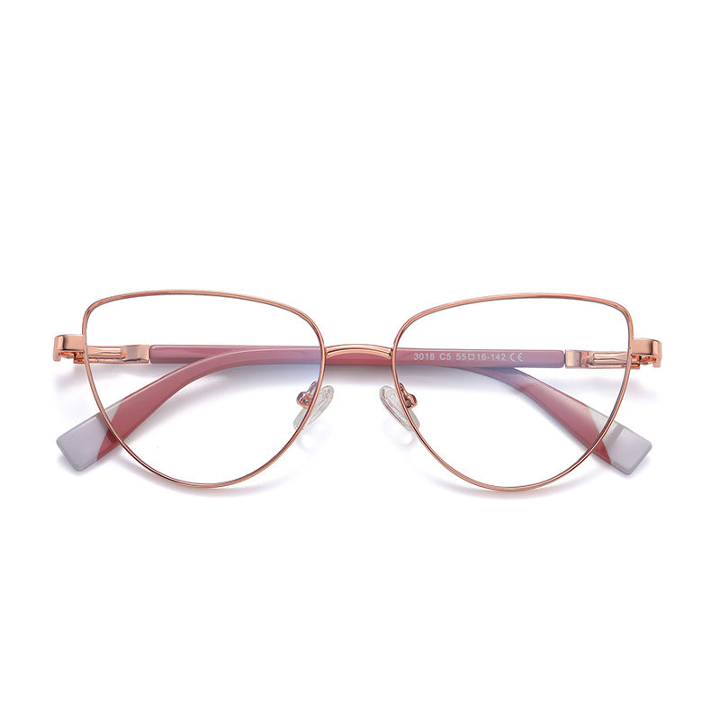 Colorblock Spliced Butterfly Blue Light Blocking Glasses in Nude with Pink/White Temples