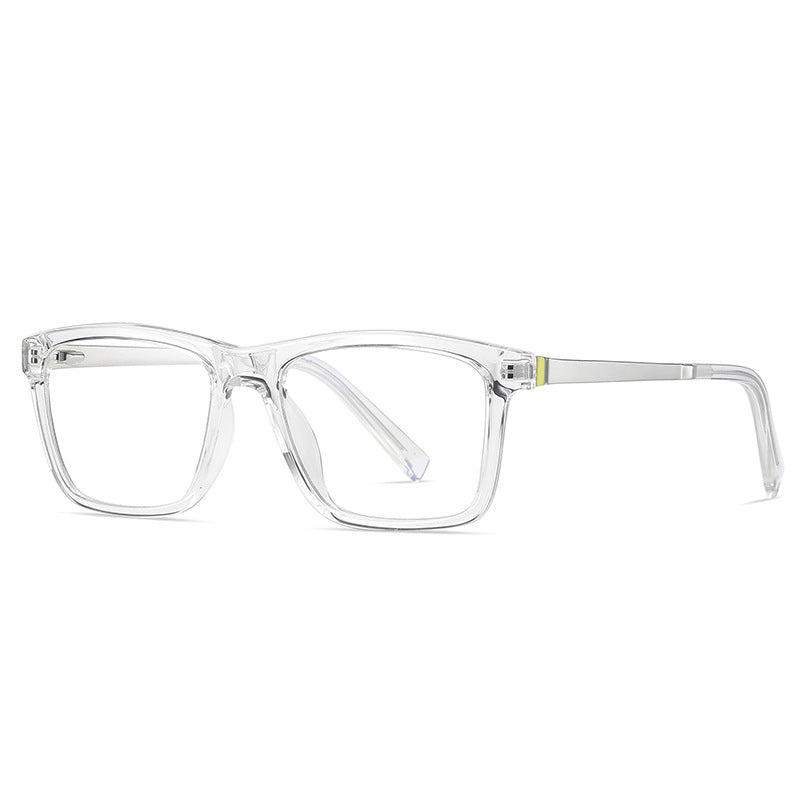 Modern Rectangle Blue Light Blocking Glasses in Crystal Clear & Silver