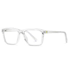 Modern Rectangle Blue Light Blocking Glasses in Crystal Clear & Silver