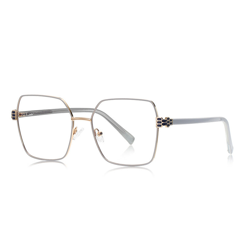 Honeycomb Hinge Butterfly Blue Light Blocking Glasses in Silver & Slate Grey
