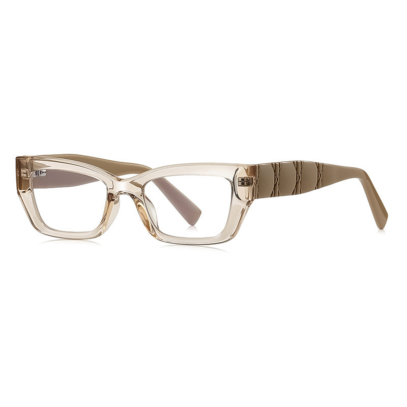 Cannage Quilted Cat Eye Blue Light Blocking Glasses in Translucent Beige Taupe