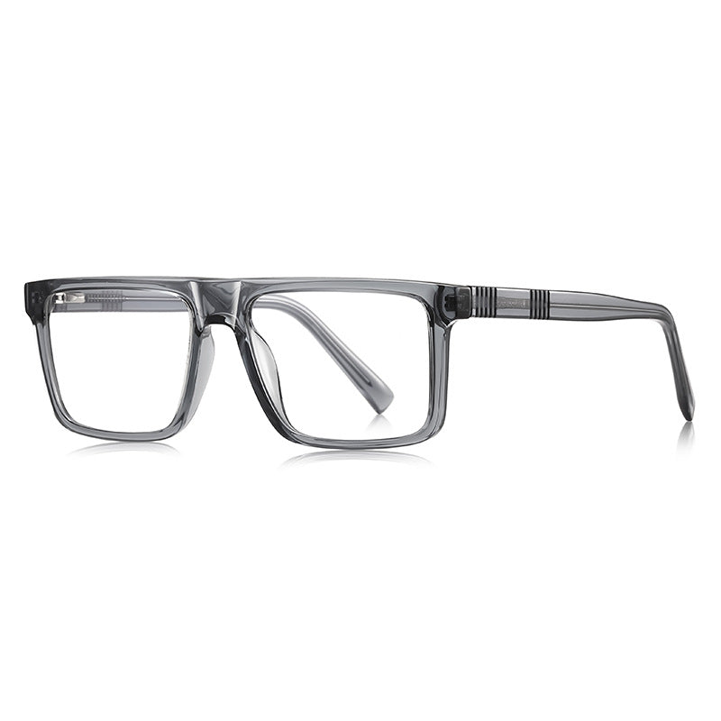 LENSVA Ribbed Band Flat Top Blue Light Glasses in Smoke Grey