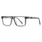 LENSVA Ribbed Band Flat Top Blue Light Glasses in Smoke Grey