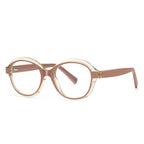 Layered Rim Round Blue Light Blocking Glasses in Caramel Nude and Clear