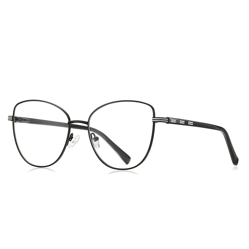 Slotted Temple Butterfly Spring Hinge Blue Light Blocking Glasses in Silver with Mint Turquoise Rims and Slotted Temples