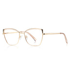 Triangle Wing Butterfly Blue Light Blocking Glasses in Gold with Tan Brow & Triangle Wingtips