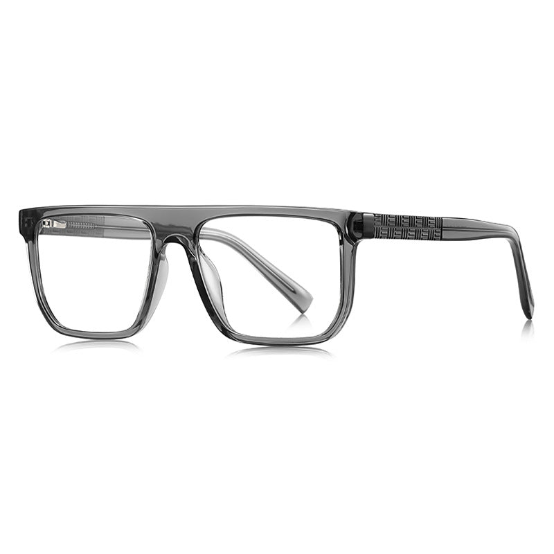 Basketweave Temple Flat Top Blue Light Blocking Glasses in Glossy Black