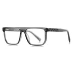 Basketweave Temple Flat Top Blue Light Blocking Glasses in Glossy Black