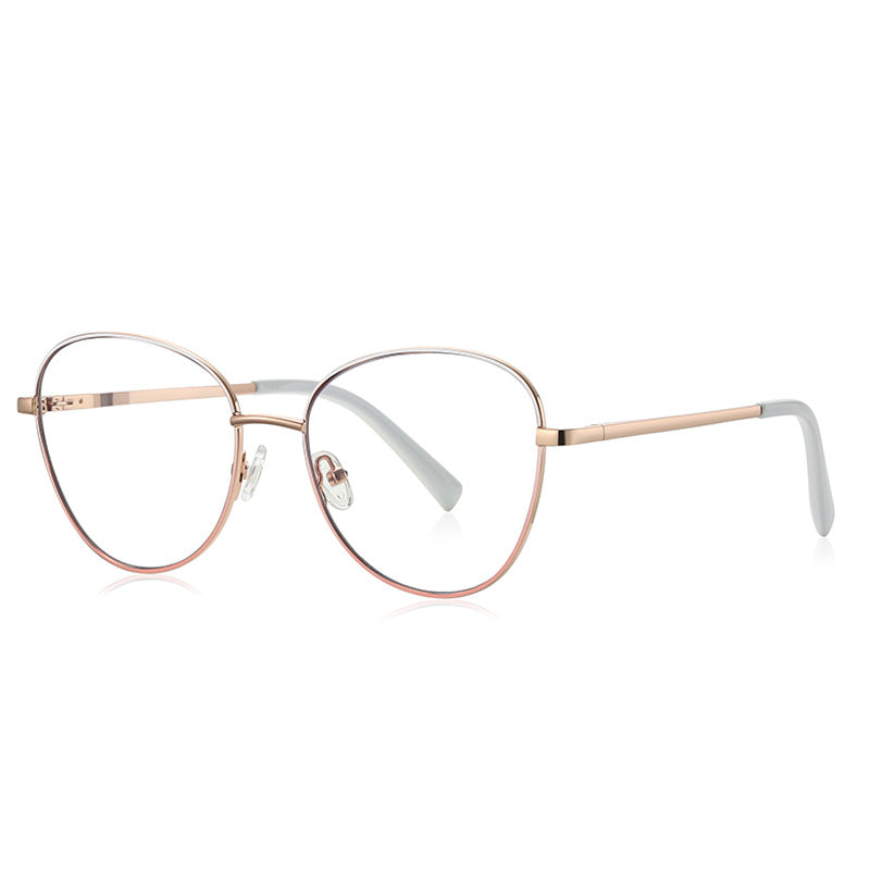Gradient Rim Metal Round Blue Light Blocking Glasses in Rose Gold Metal with Blush Pink to Rose Gold Gradient Rim