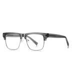 Semi-Rimless Browline Square Blue Light Blocking Glasses in Matte Black & Gold