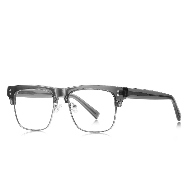 Semi-Rimless Browline Square Blue Light Blocking Glasses in Matte Black & Gold