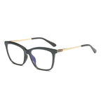Striped Hinge Cat Eye Blue Light Blocking Glasses in Glossy Forest Green & Gold